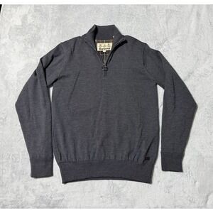 Barbour Storm Half Zip Lined Sweater Gray Mens Small Portugal 100%‎ Wool